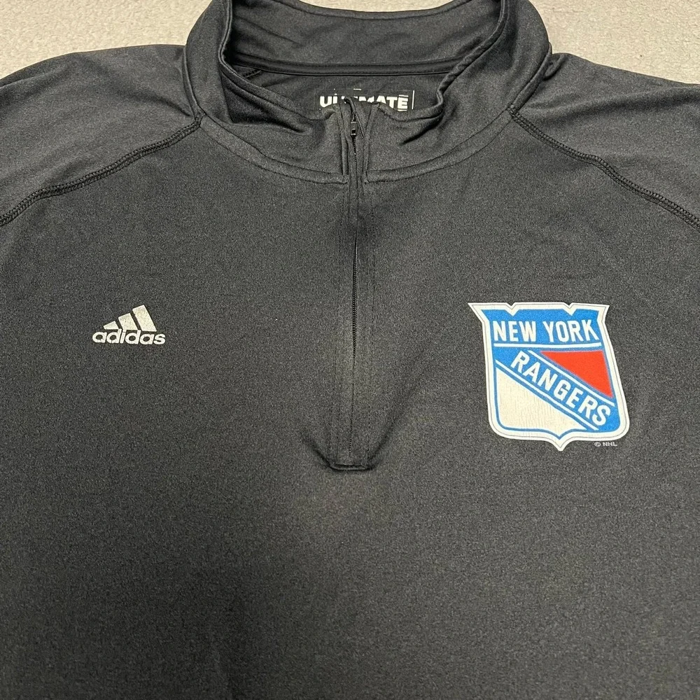 adidas New York Rangers Ultimate Shirt Men 3XLT XXXL Tall Gray Climalite 1/4 Zip